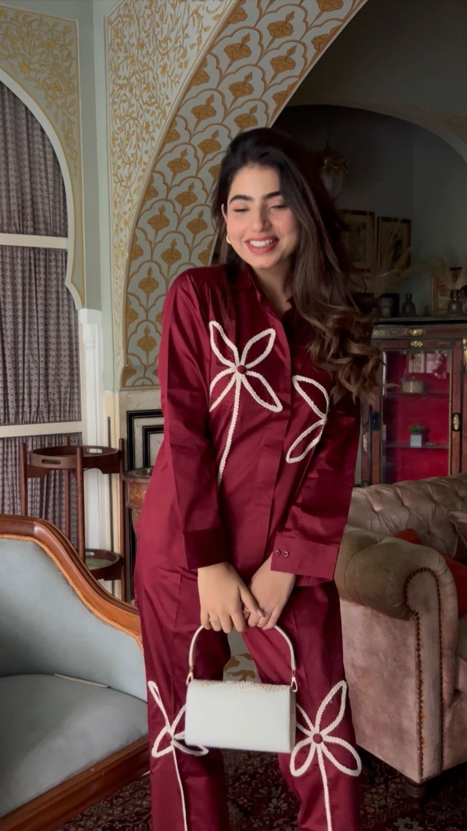 Maroon Italian Cotton Co-ord Set