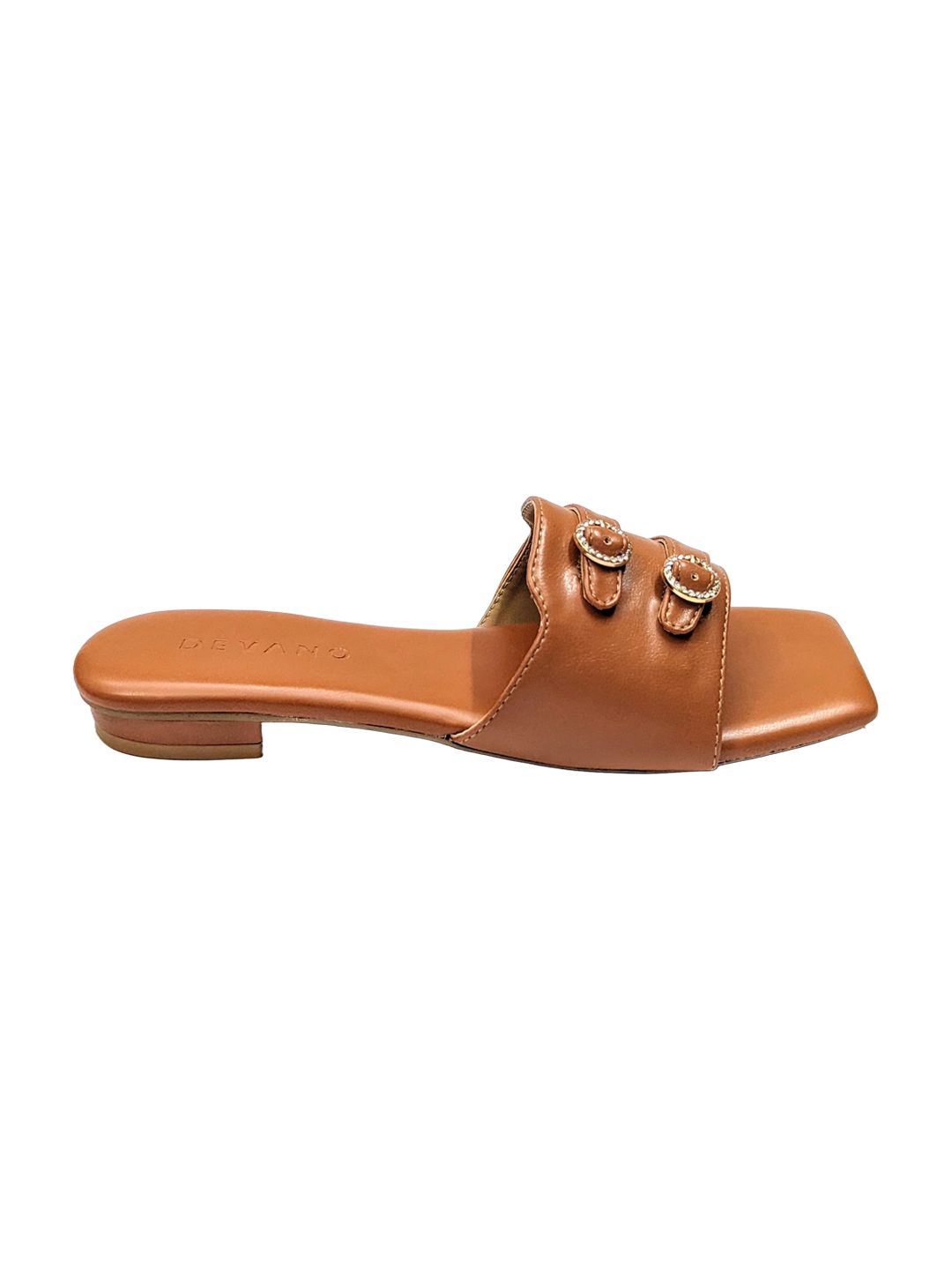 Double Buckle Slip-On Flats Tan