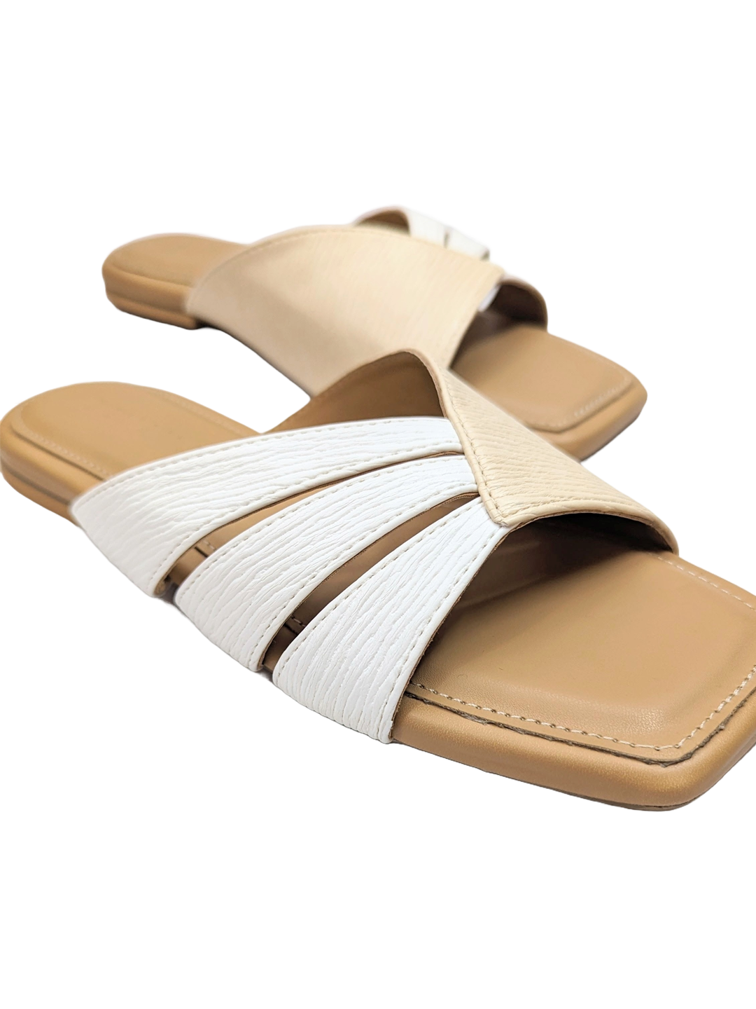 Beige & White Comfort Slip-On Flats