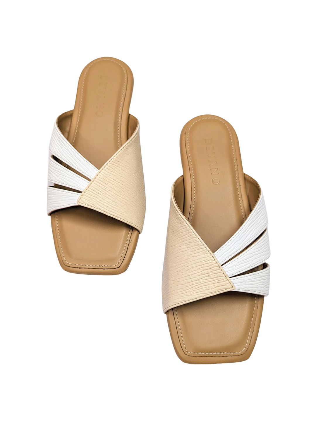 Beige & White Comfort Slip-On Flats