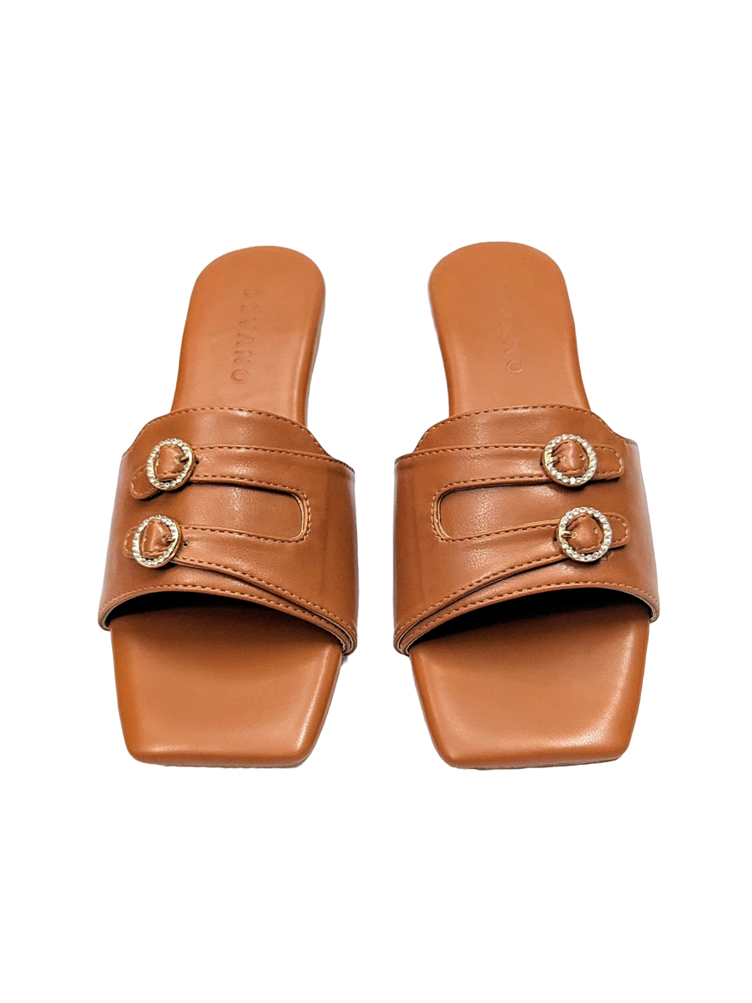 Double Buckle Slip-On Flats Tan