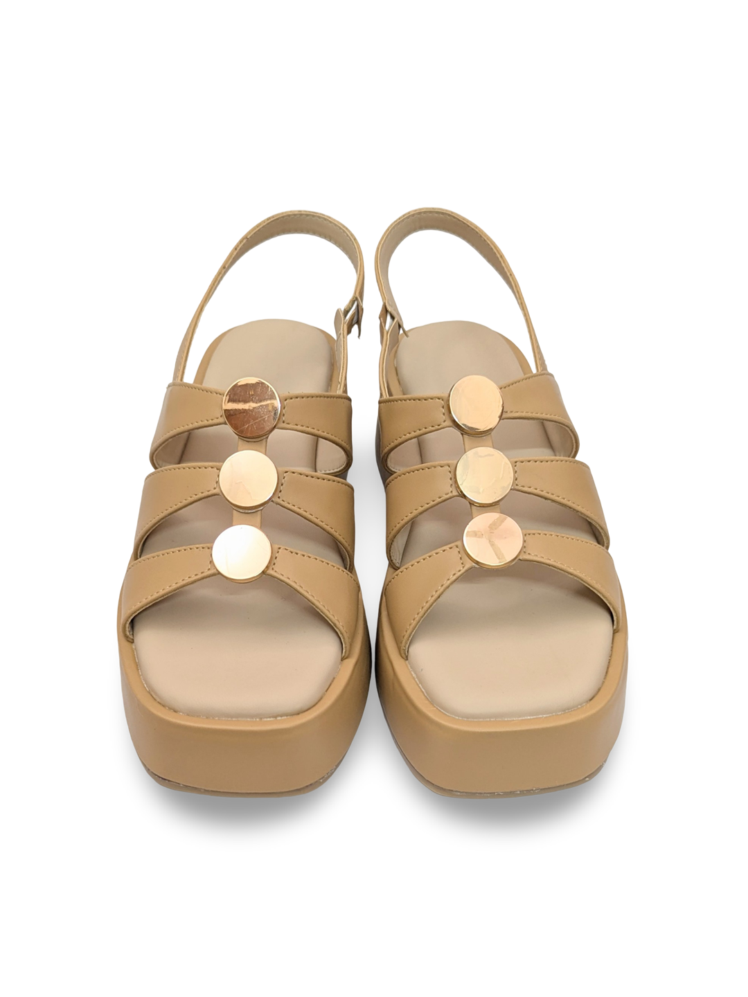 Studded Wedge Sandal Beige