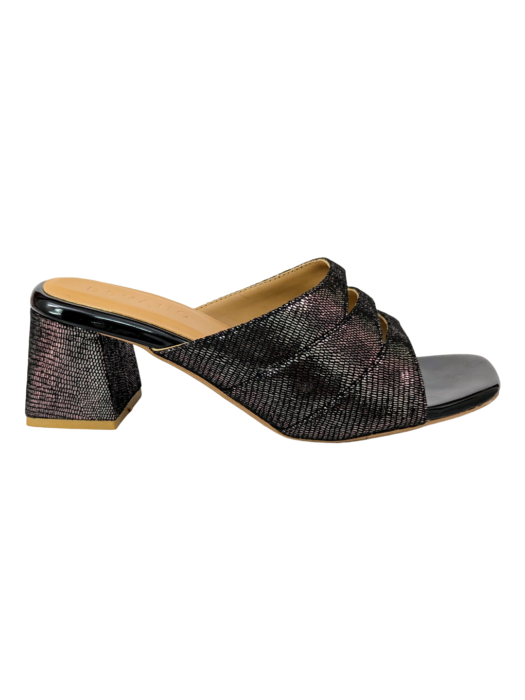 Black Cutout Slip-On Block Heels