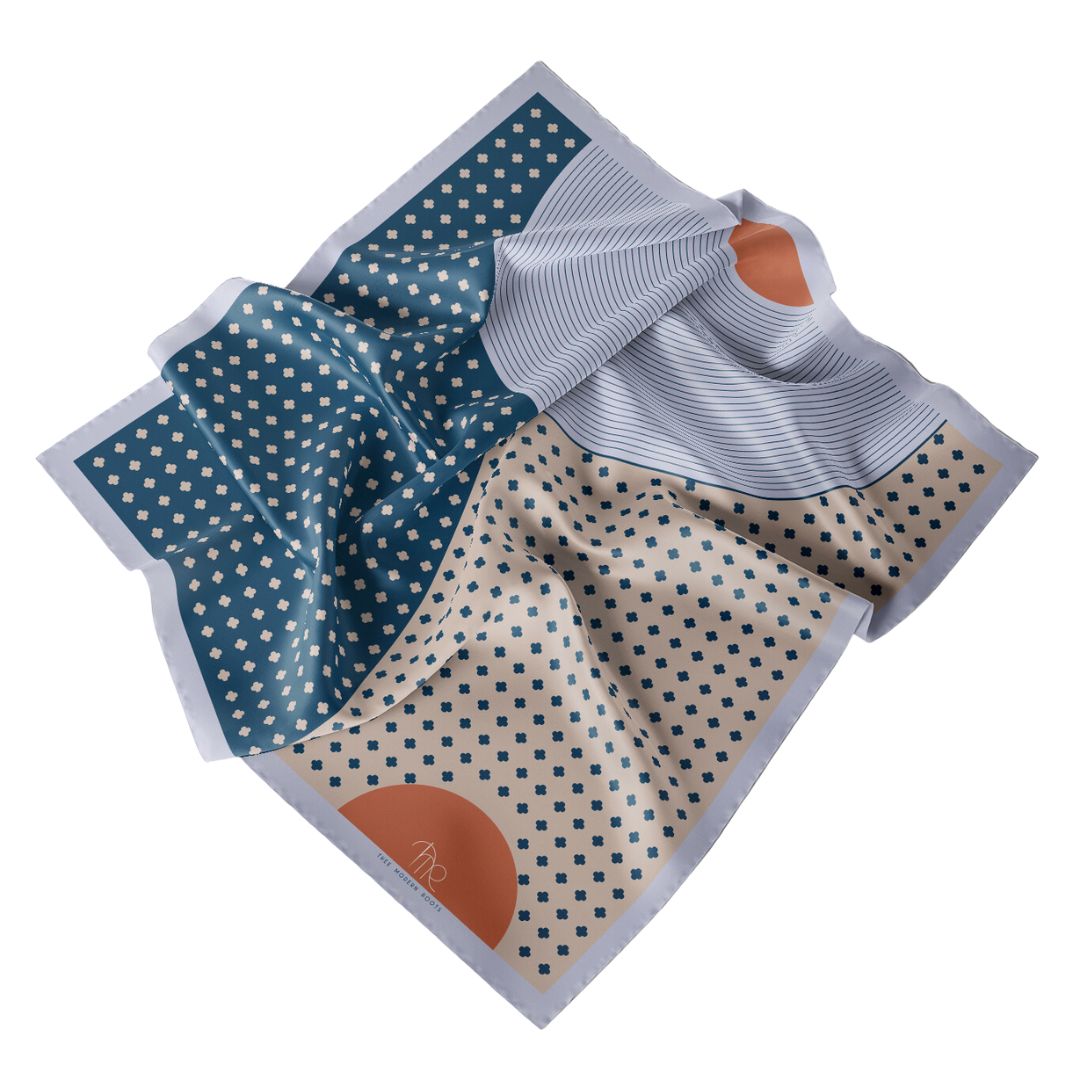 Rhythmic Blues Silk Scarf