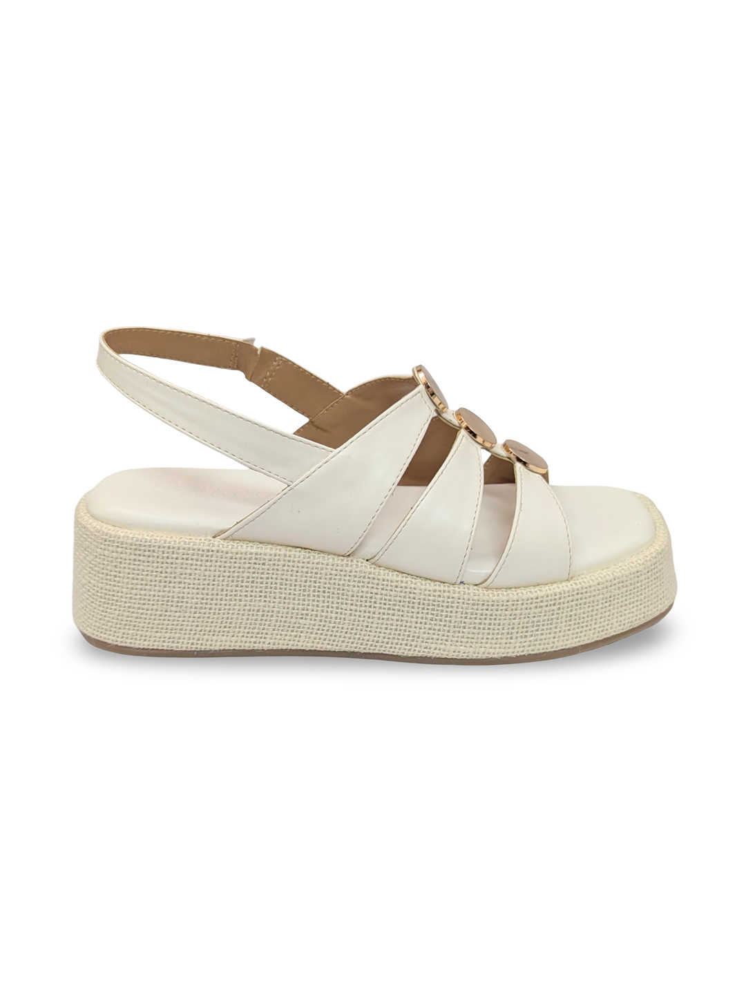 Studded Wedge Sandal White