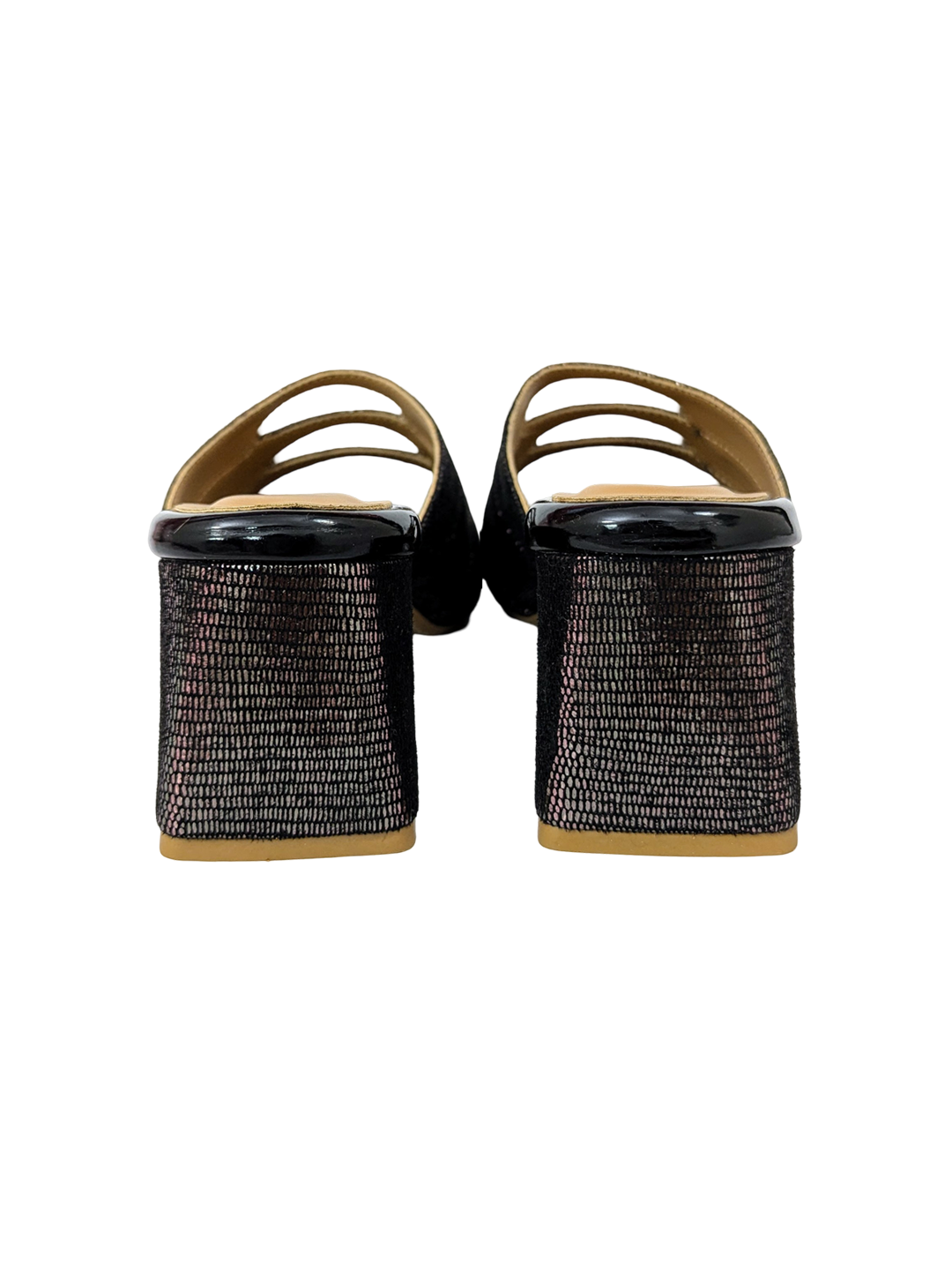 Black Cutout Slip-On Block Heels