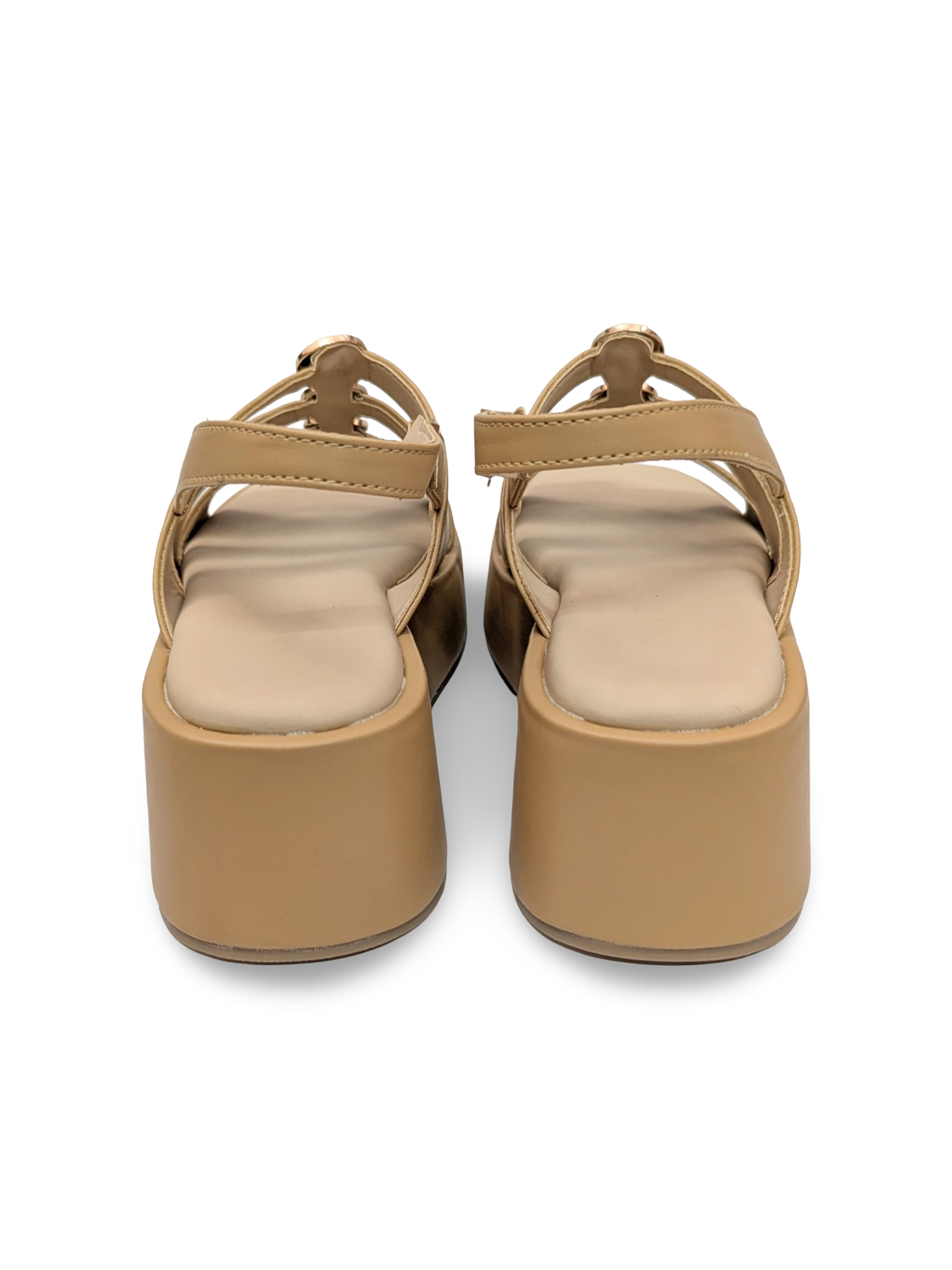 Studded Wedge Sandal Beige