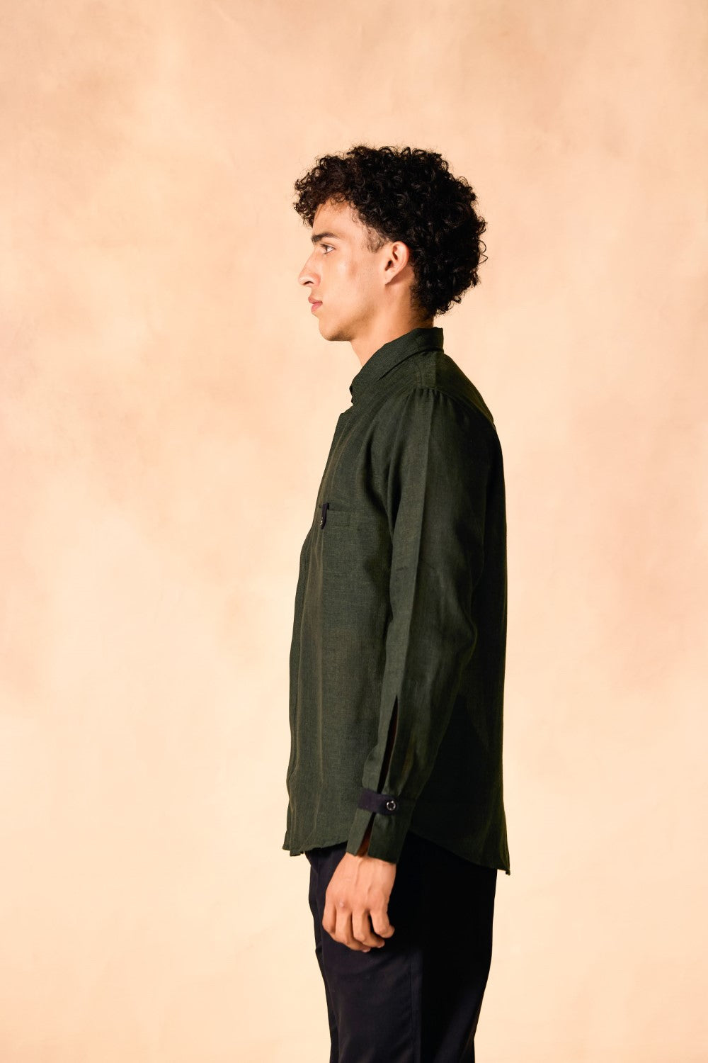 Tab Collar Contrast Trim Shirt