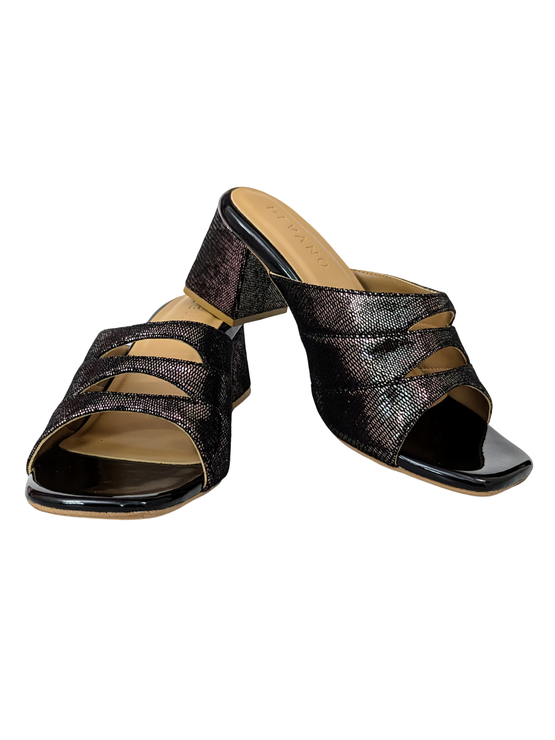 Black Cutout Slip-On Block Heels