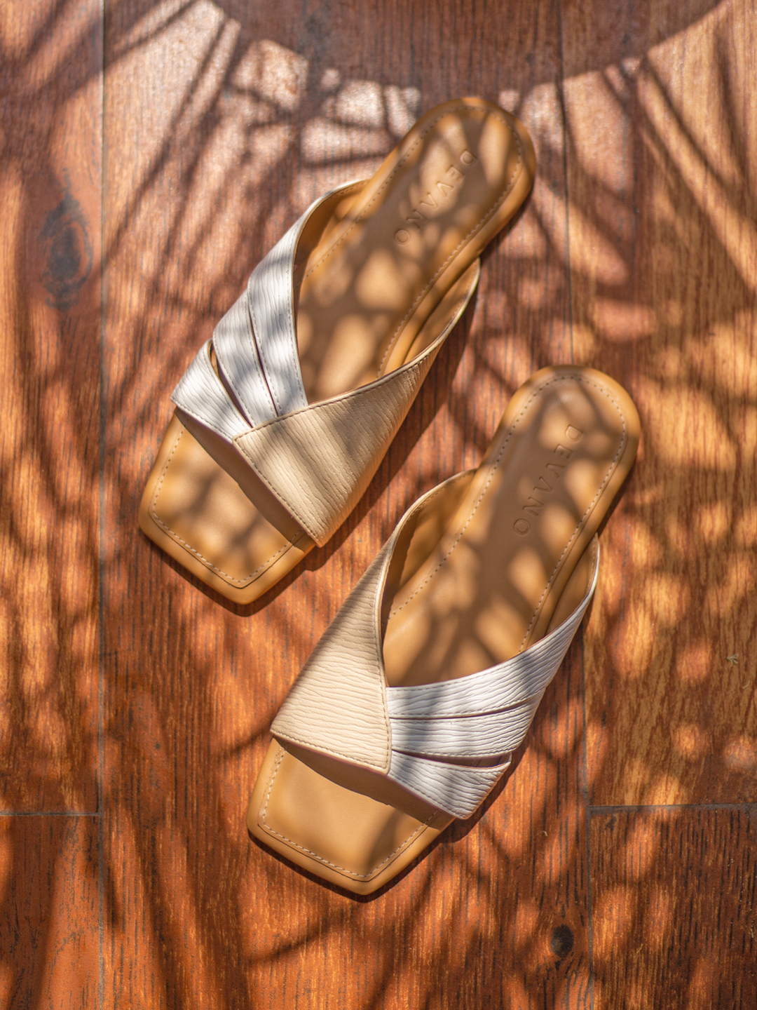 Beige & White Comfort Slip-On Flats