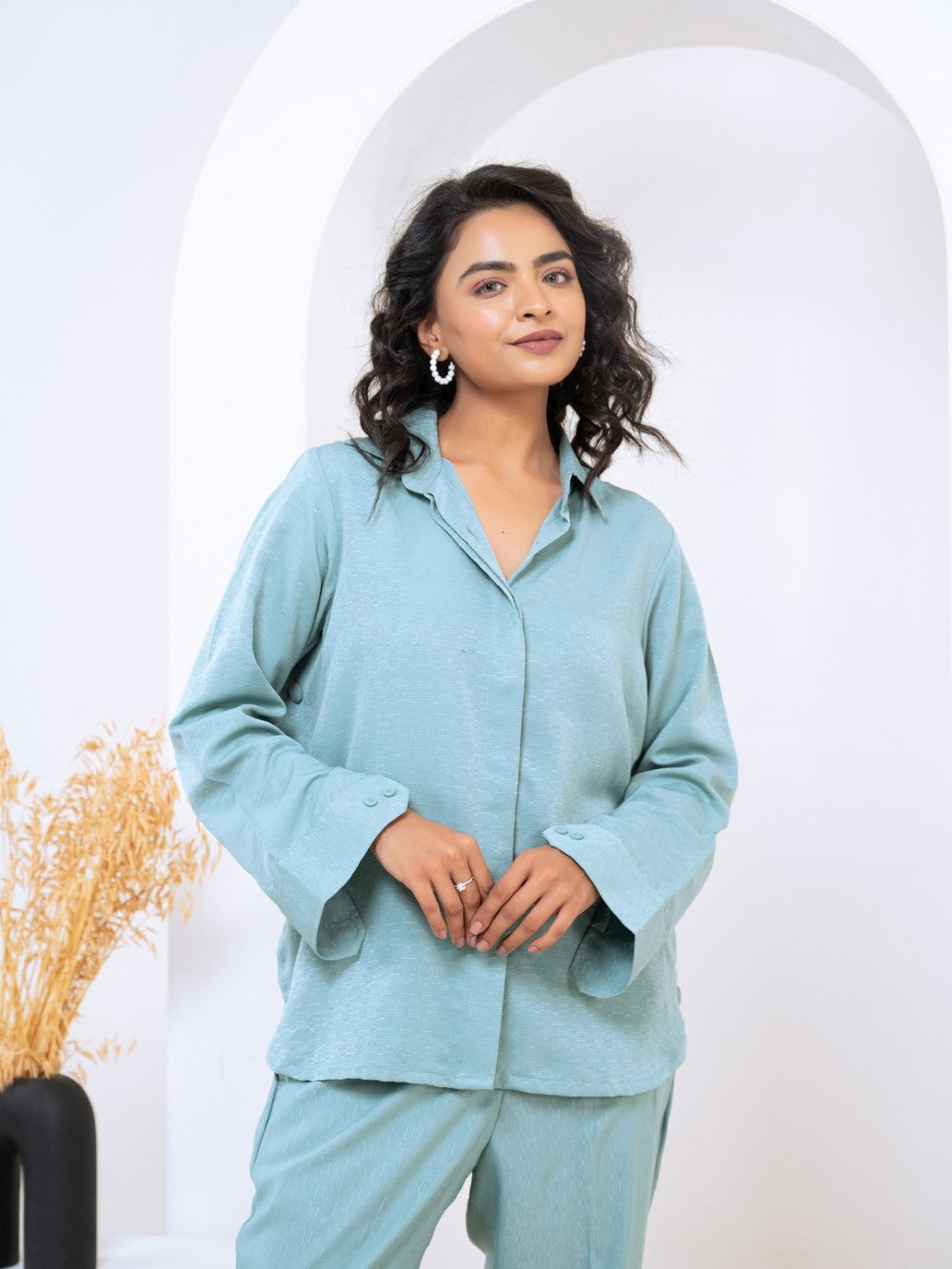 Silk Jacquard Green Co-Ord Set