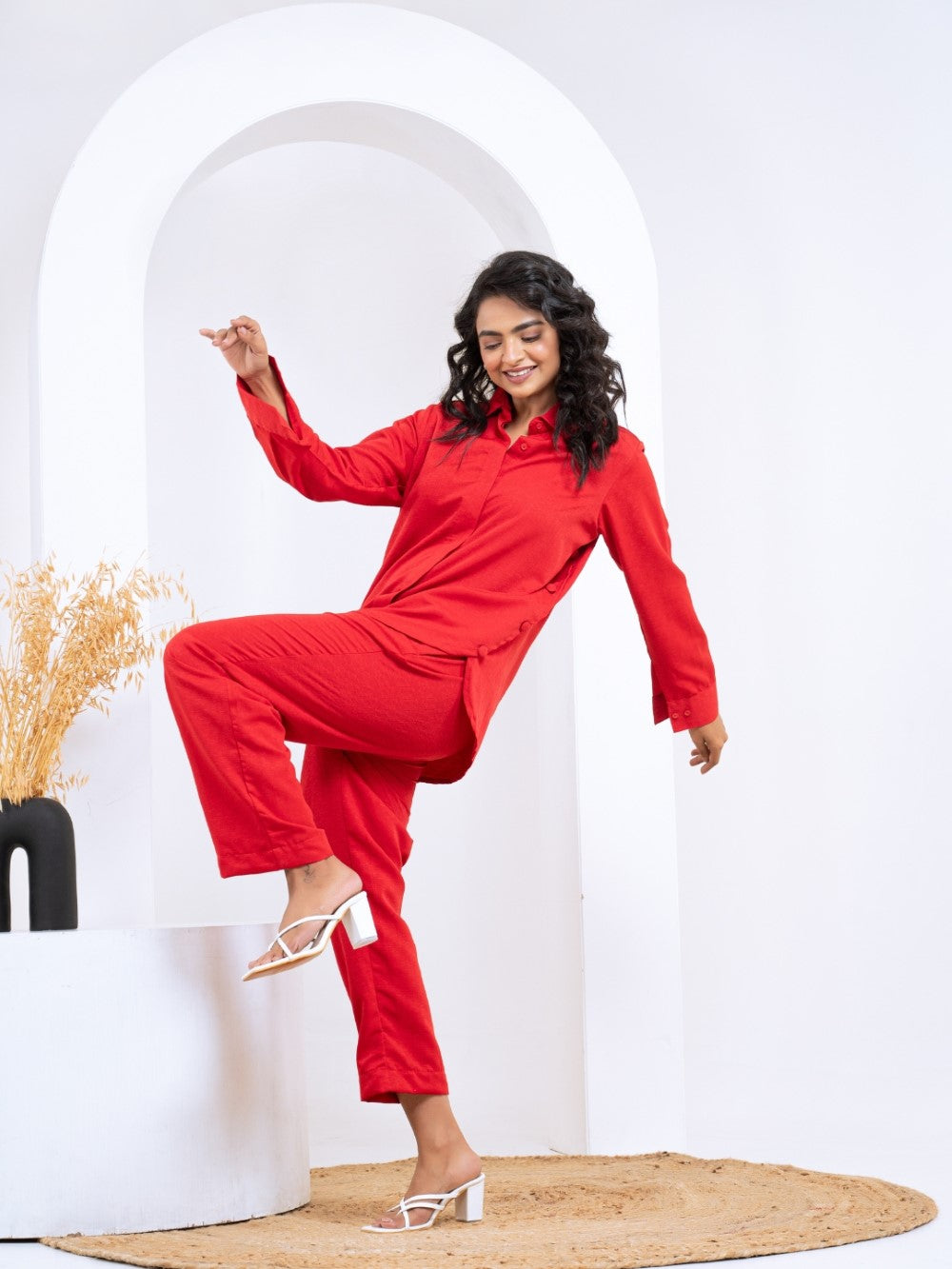 Silk Jacquard Red Co-Ord Set