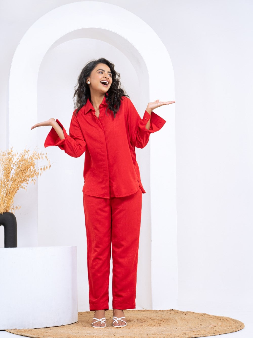 Silk Jacquard Red Co-Ord Set