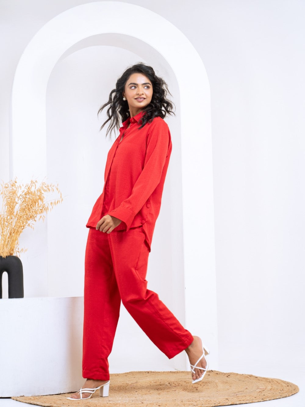 Silk Jacquard Red Co-Ord Set