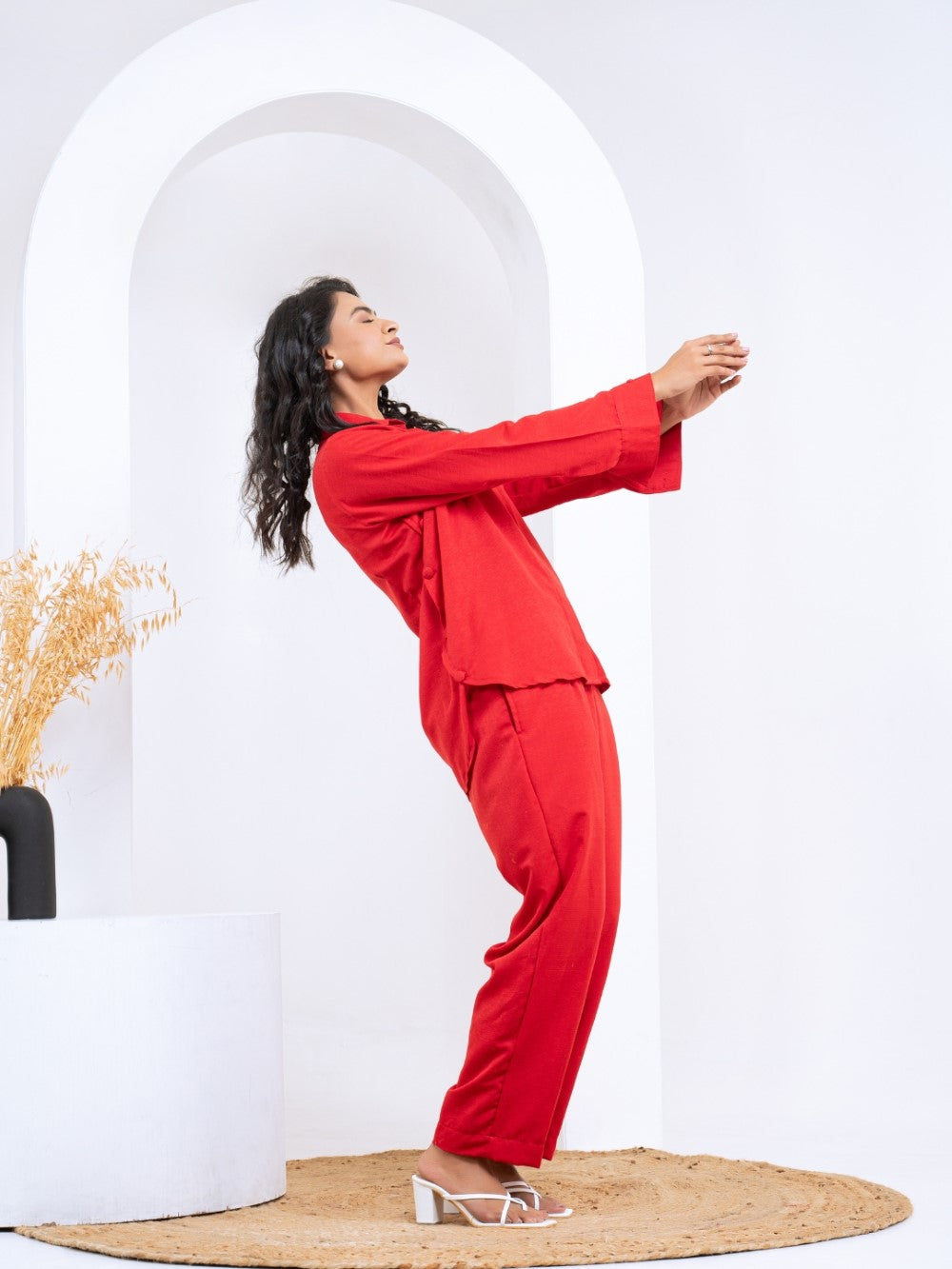 Silk Jacquard Red Co-Ord Set