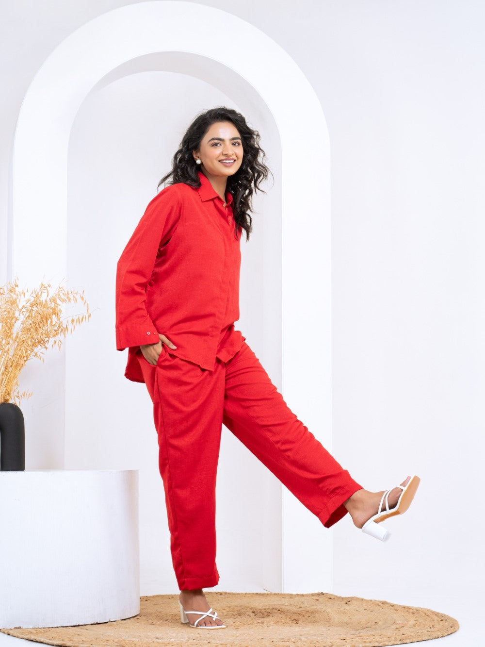Silk Jacquard Red Co-Ord Set