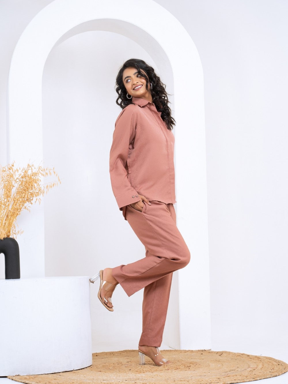 Silk Jacquard Rust Co-Ord Set