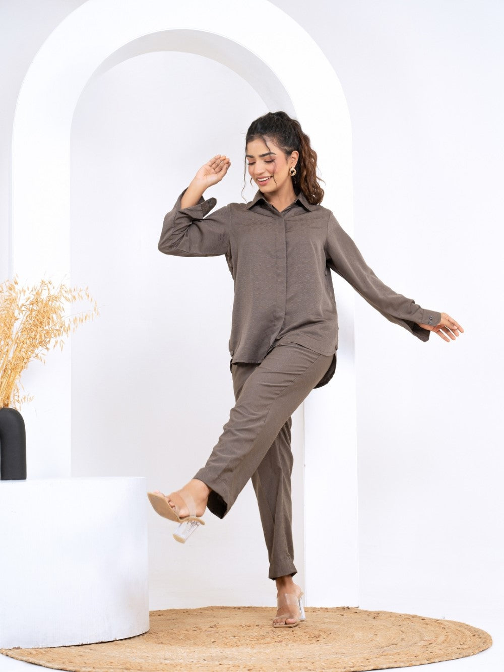 Silk Jacquard Coke Co-Ord Set