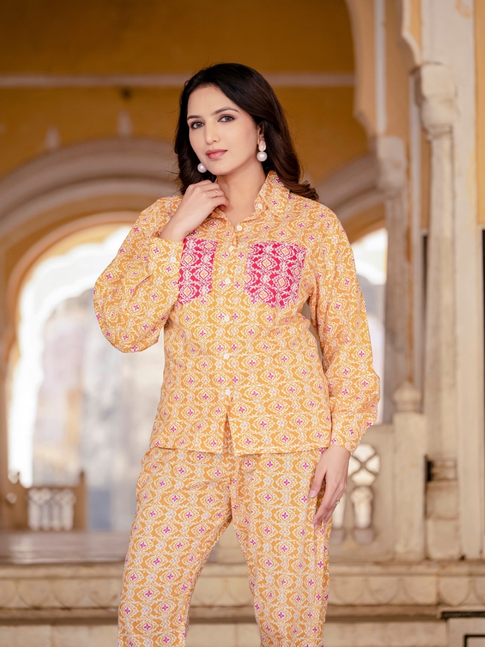 Pure Cotton Printed Yellow Co-Ord Set