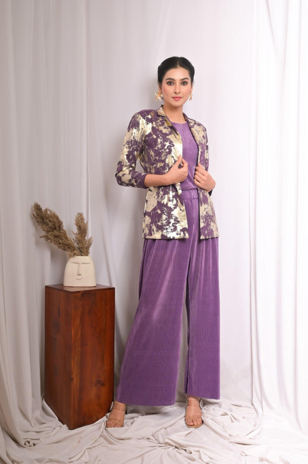 Lustrous Lavender Pleats