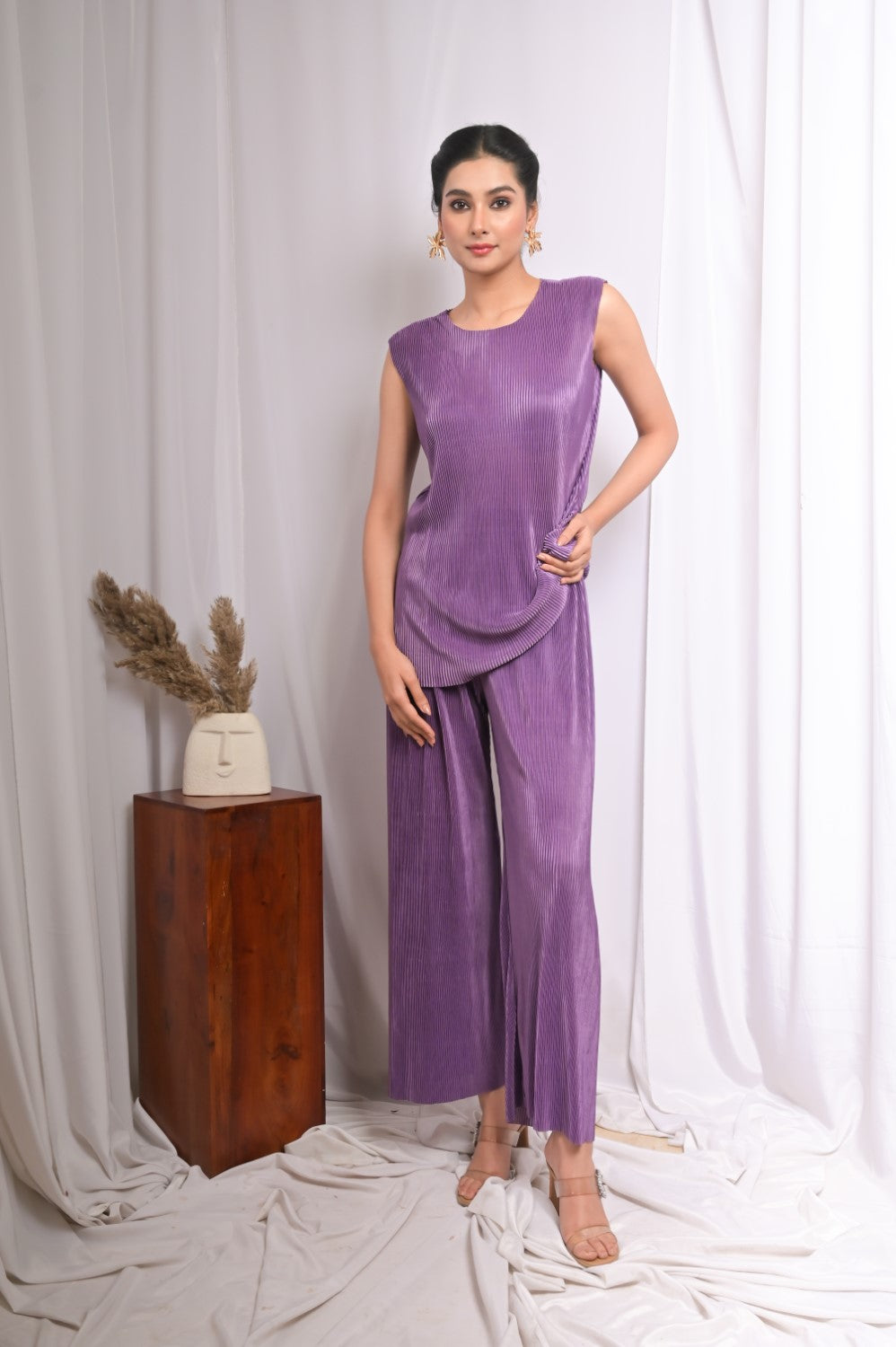 Lustrous Lavender Pleats