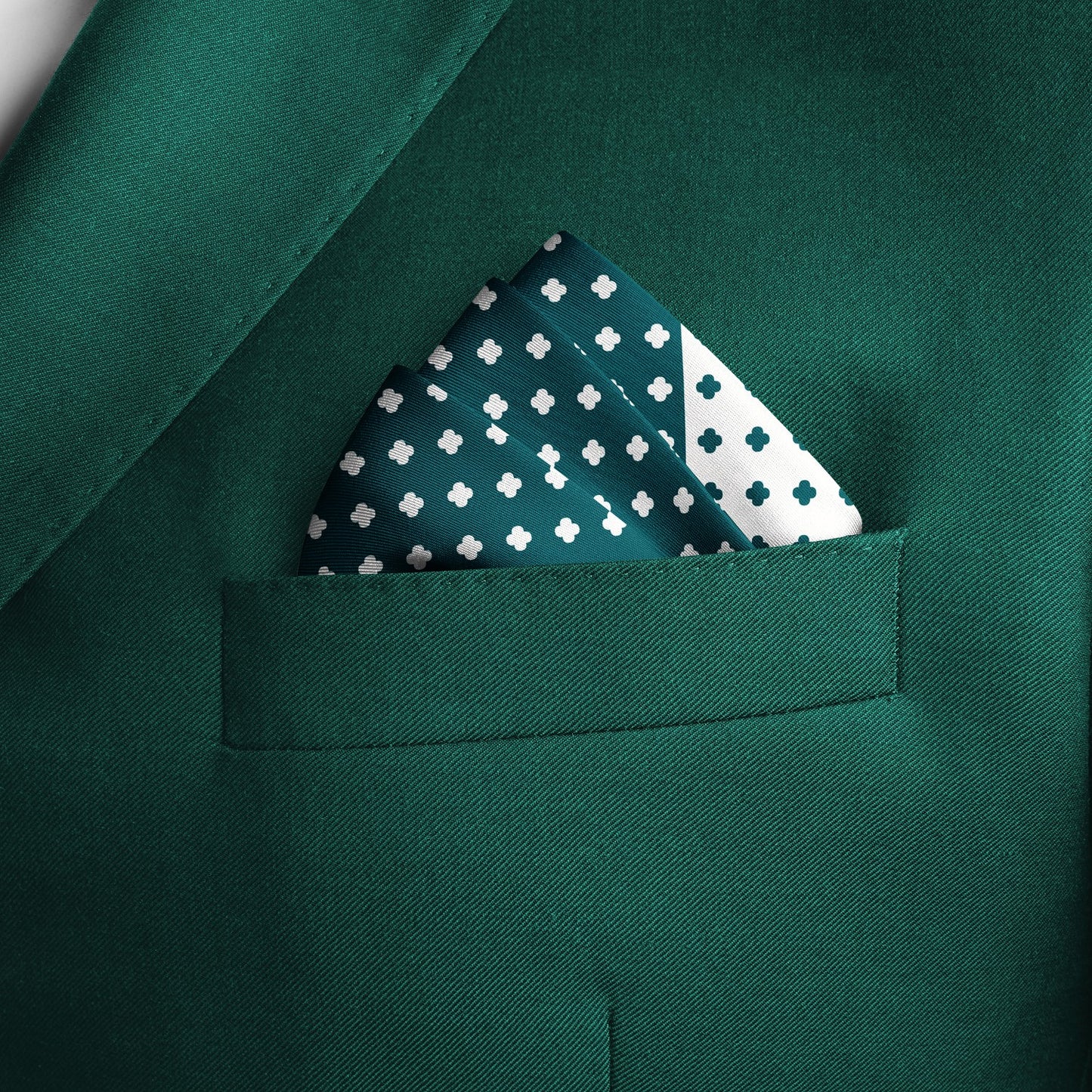 Green Duality Silk Pocket Square
