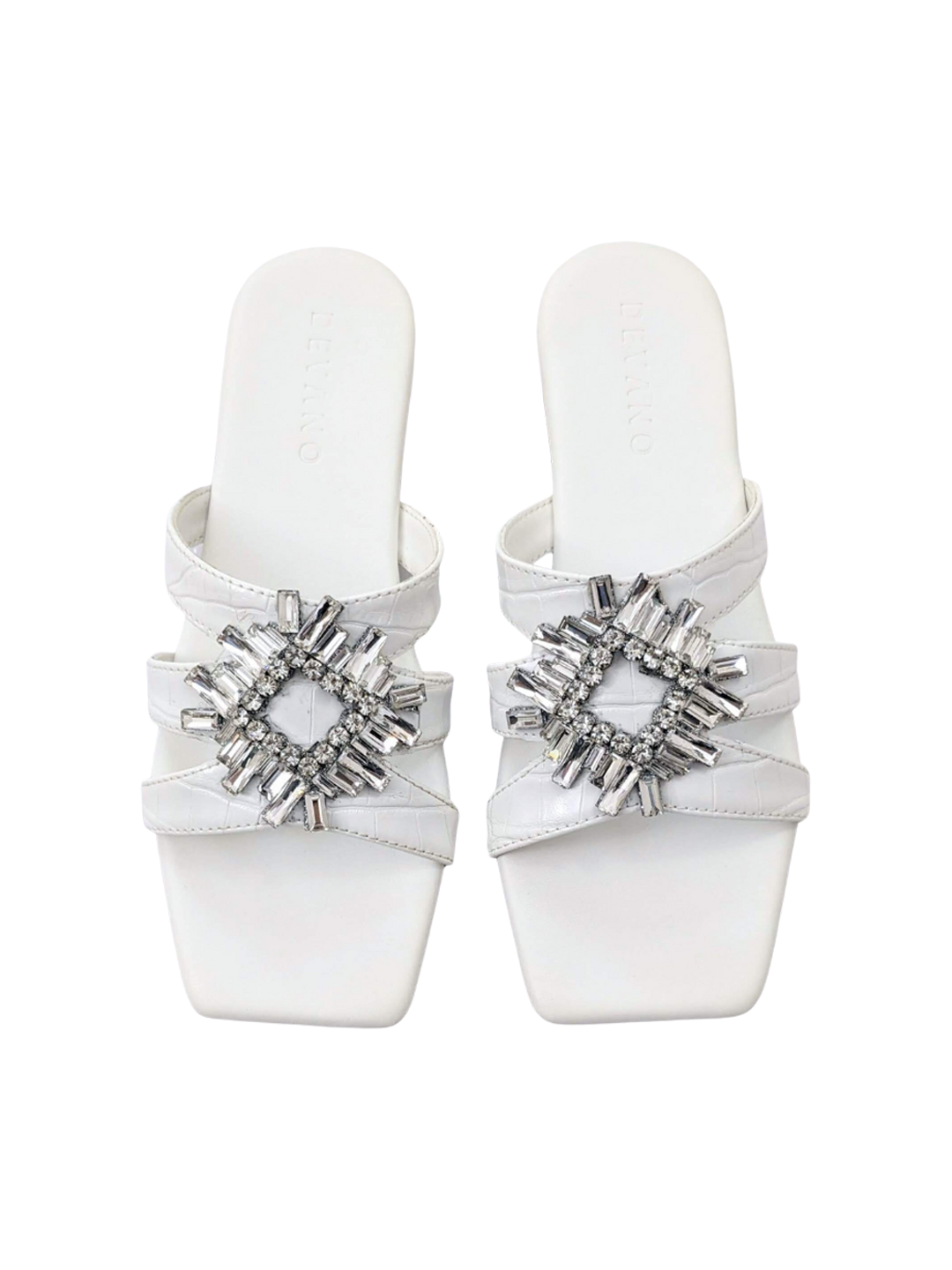 Mia Crystal Sliders White