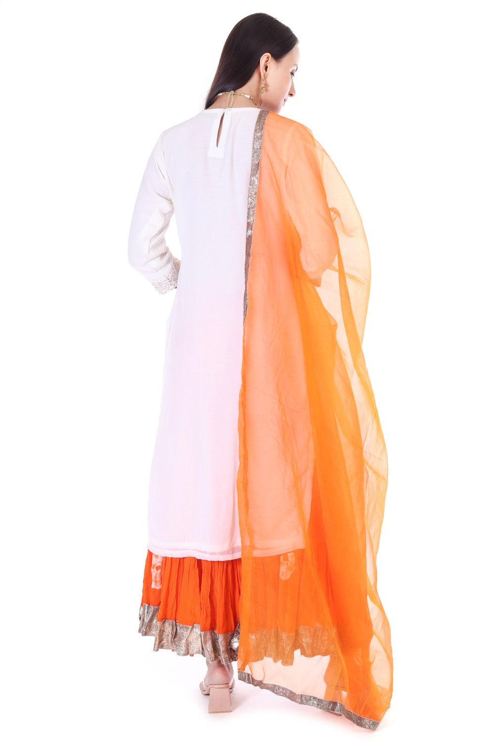 Chinnon shibori sharara with embroided kurta and orgenzza dupatta