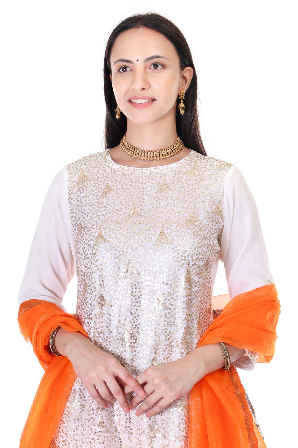 Chinnon shibori sharara with embroided kurta and orgenzza dupatta