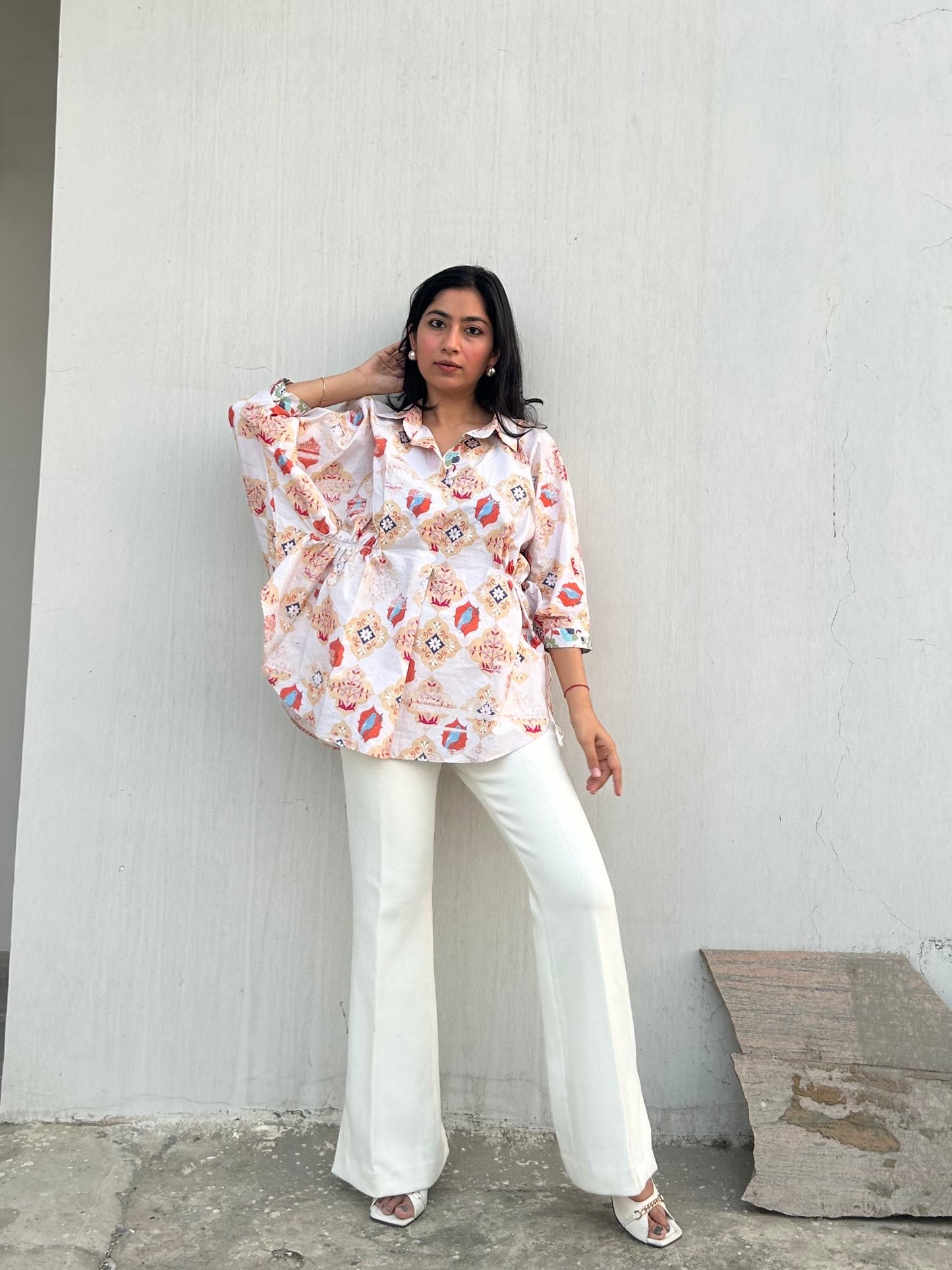 Side Gathered Printed Shirt