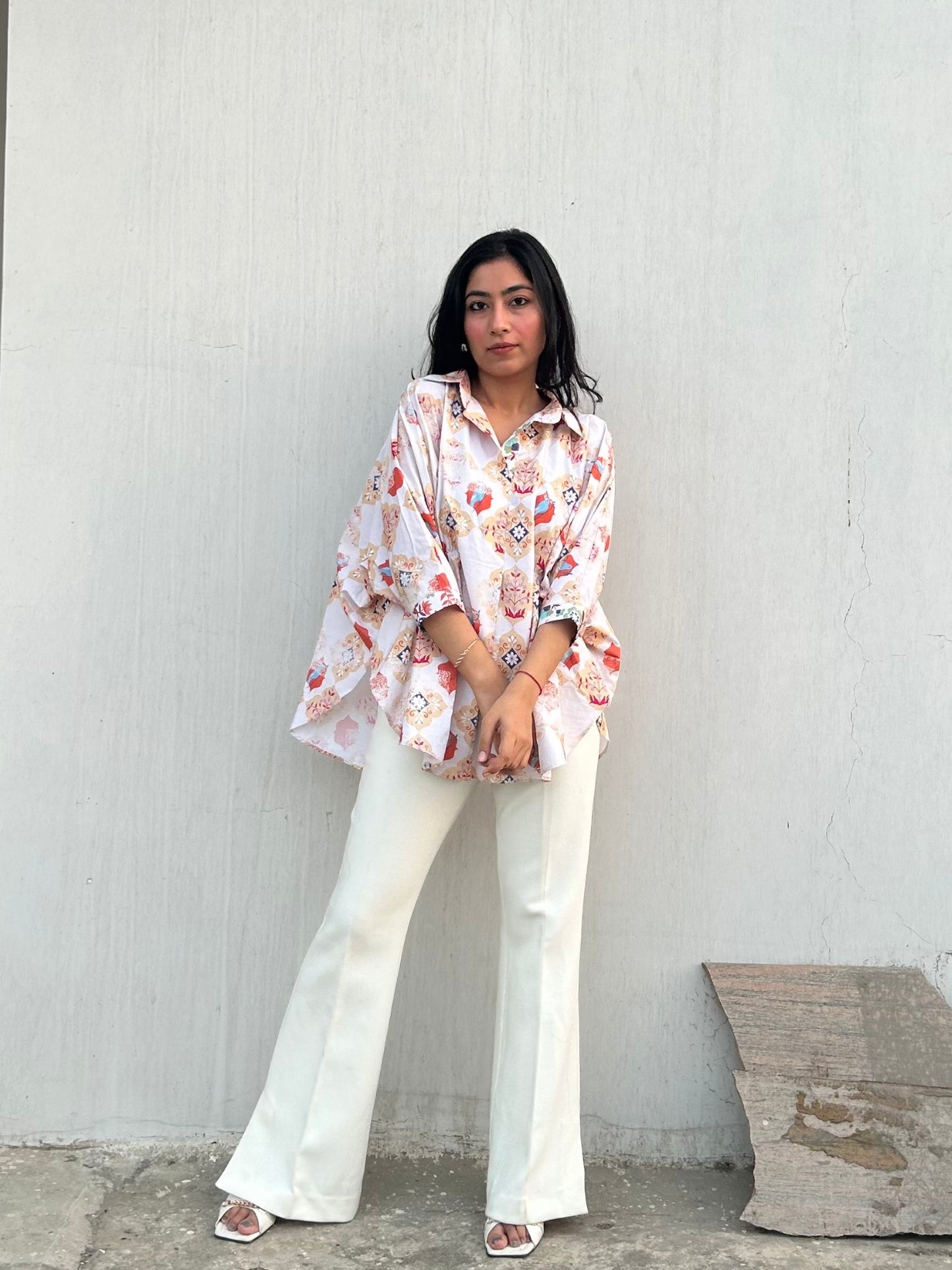 Side Gathered Printed Shirt