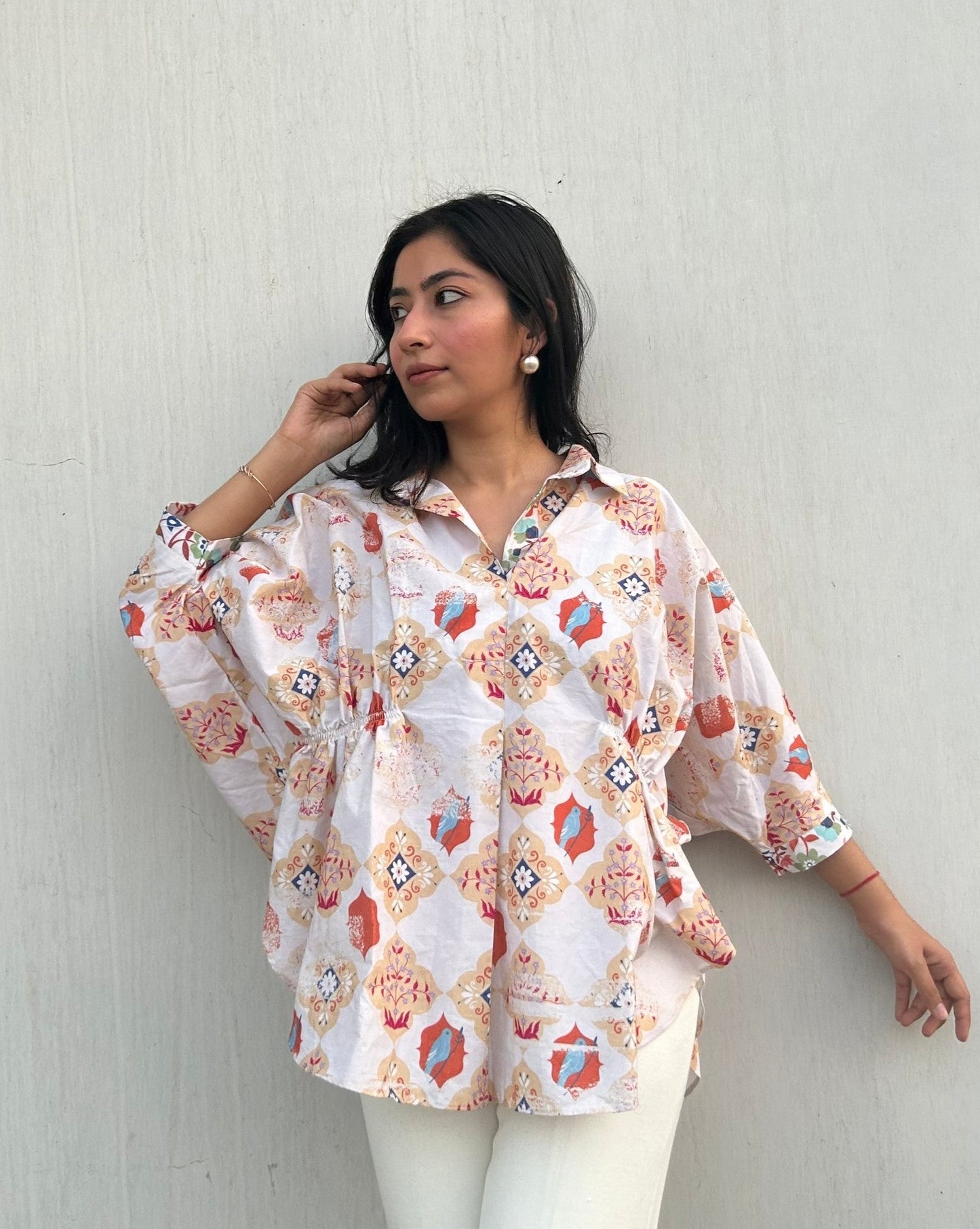 Side Gathered Printed Shirt