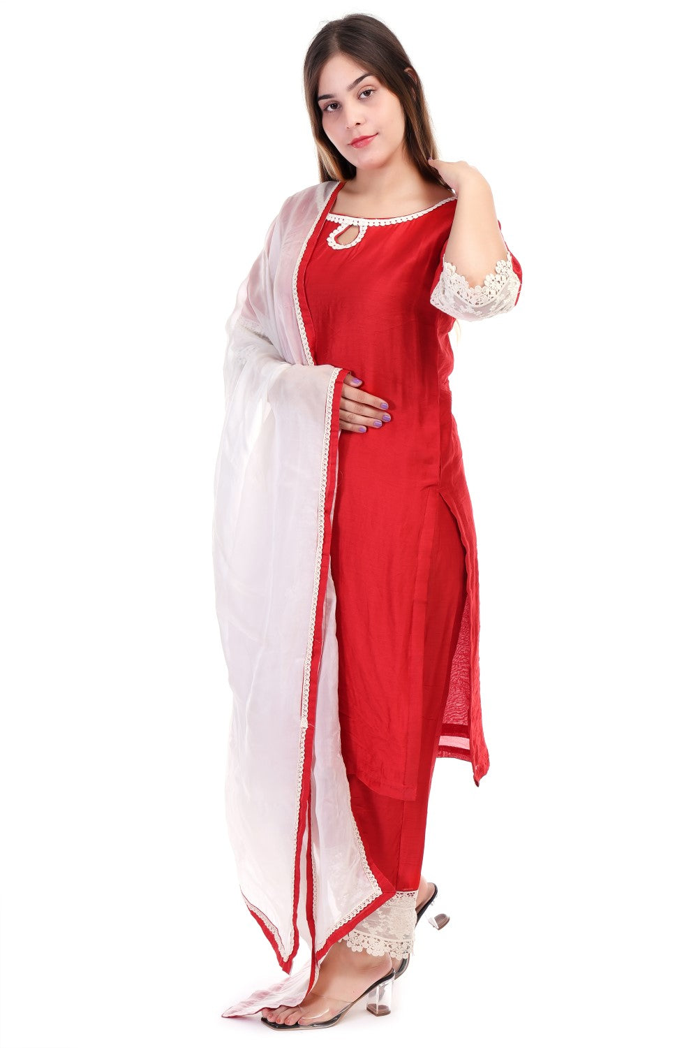Chanderi silk kurta set with dupatta