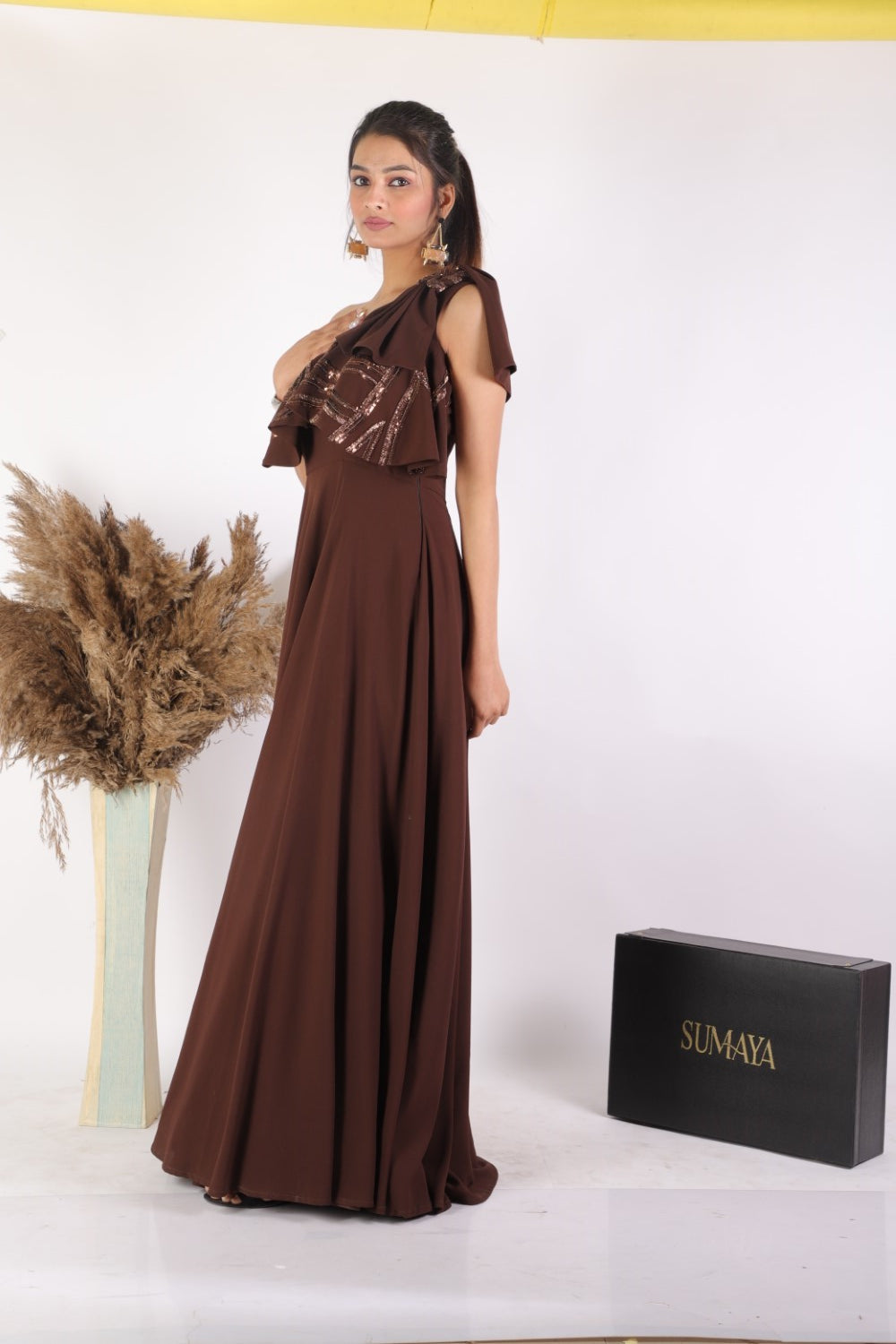 One Shoulder Panel Gown