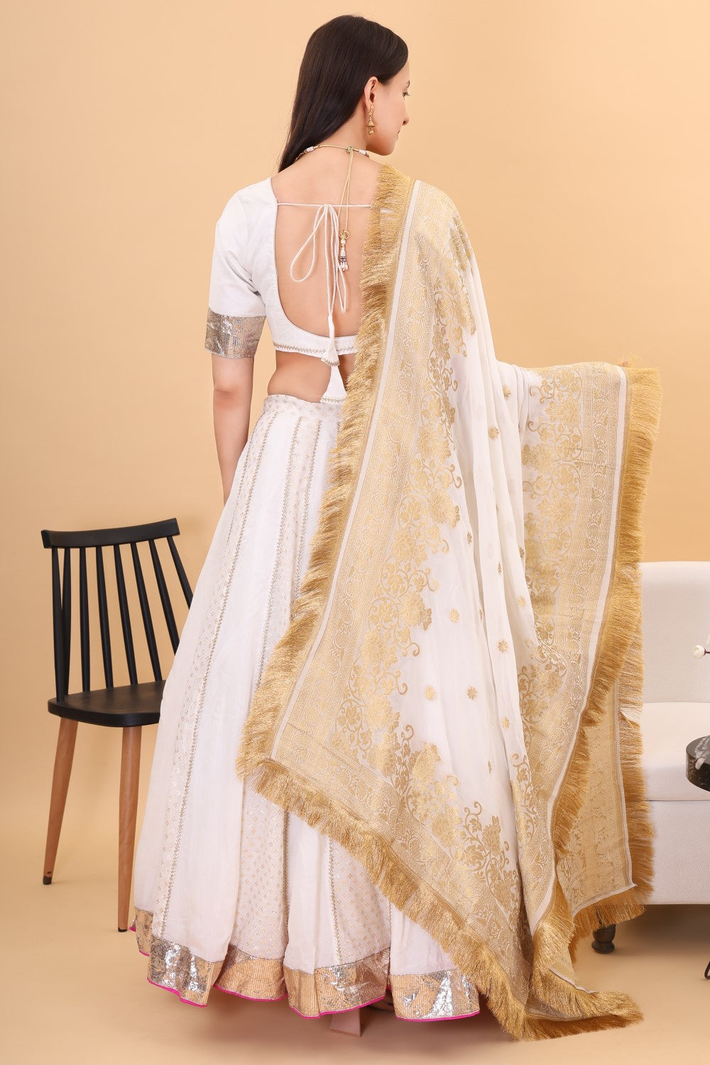Chanderi silk lehanga set with georgette dupatta