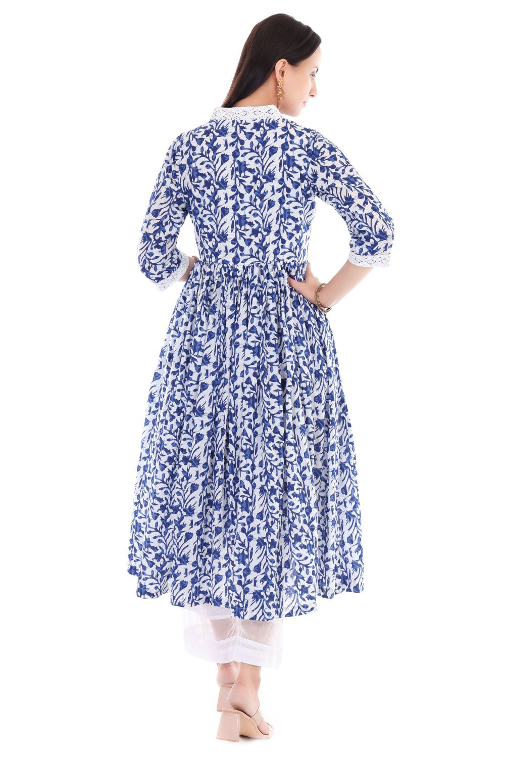 Handblock anarkali set