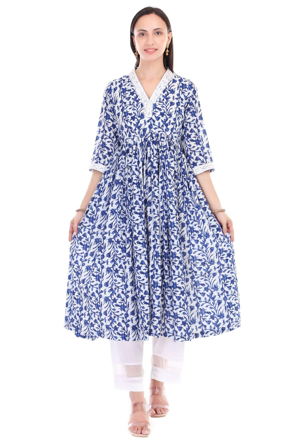 Handblock anarkali set