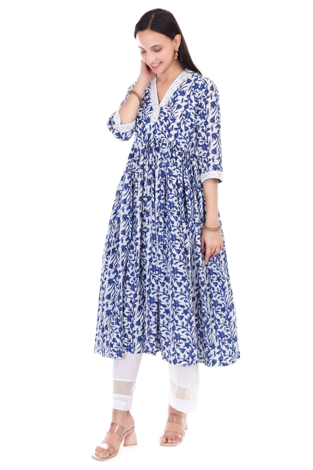 Handblock anarkali set
