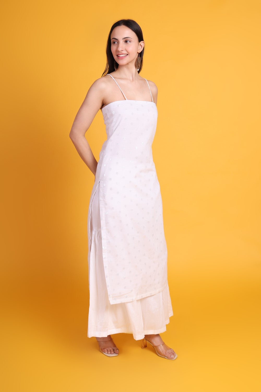 Cotton Noodle Strap kurta with Sharara Pant