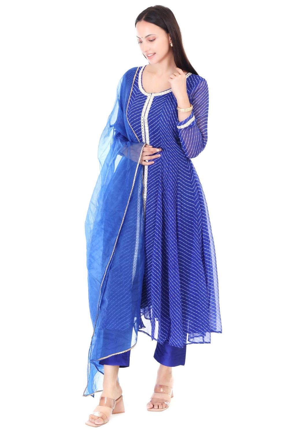 Georgette lehria anarkali with dupatta