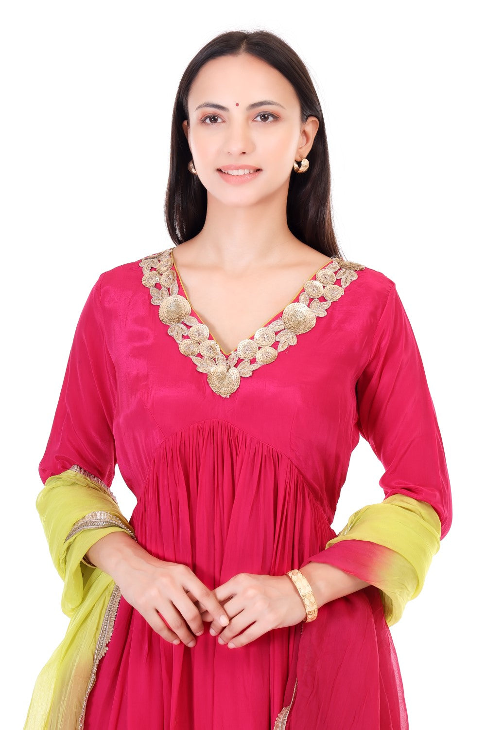 Crepe anarkali with orgenzza dupatta