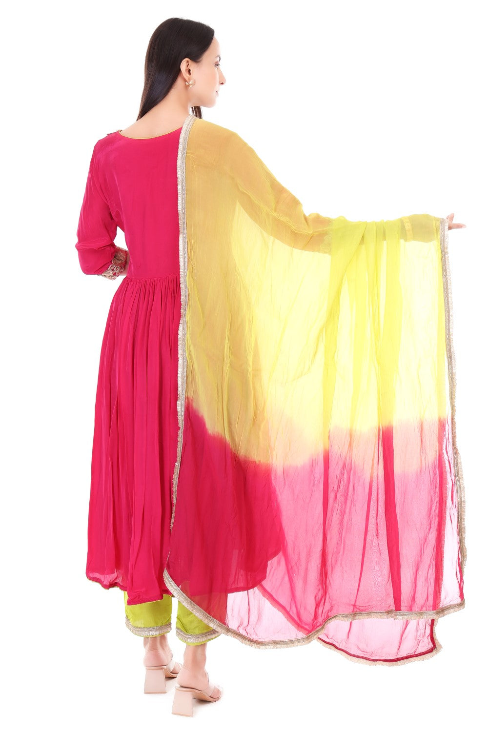Crepe anarkali with orgenzza dupatta