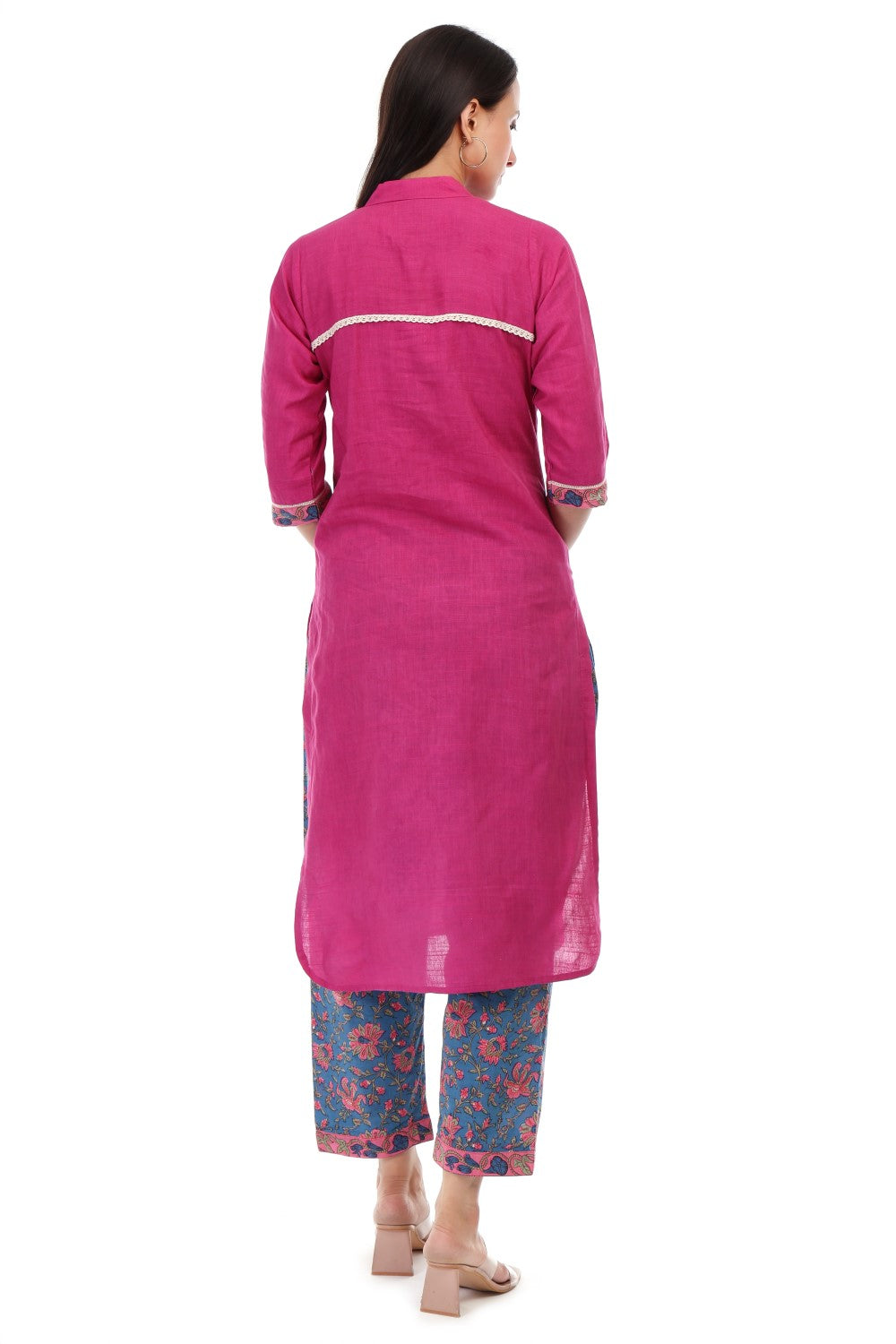 Cambric cotton kurta with handblock pant