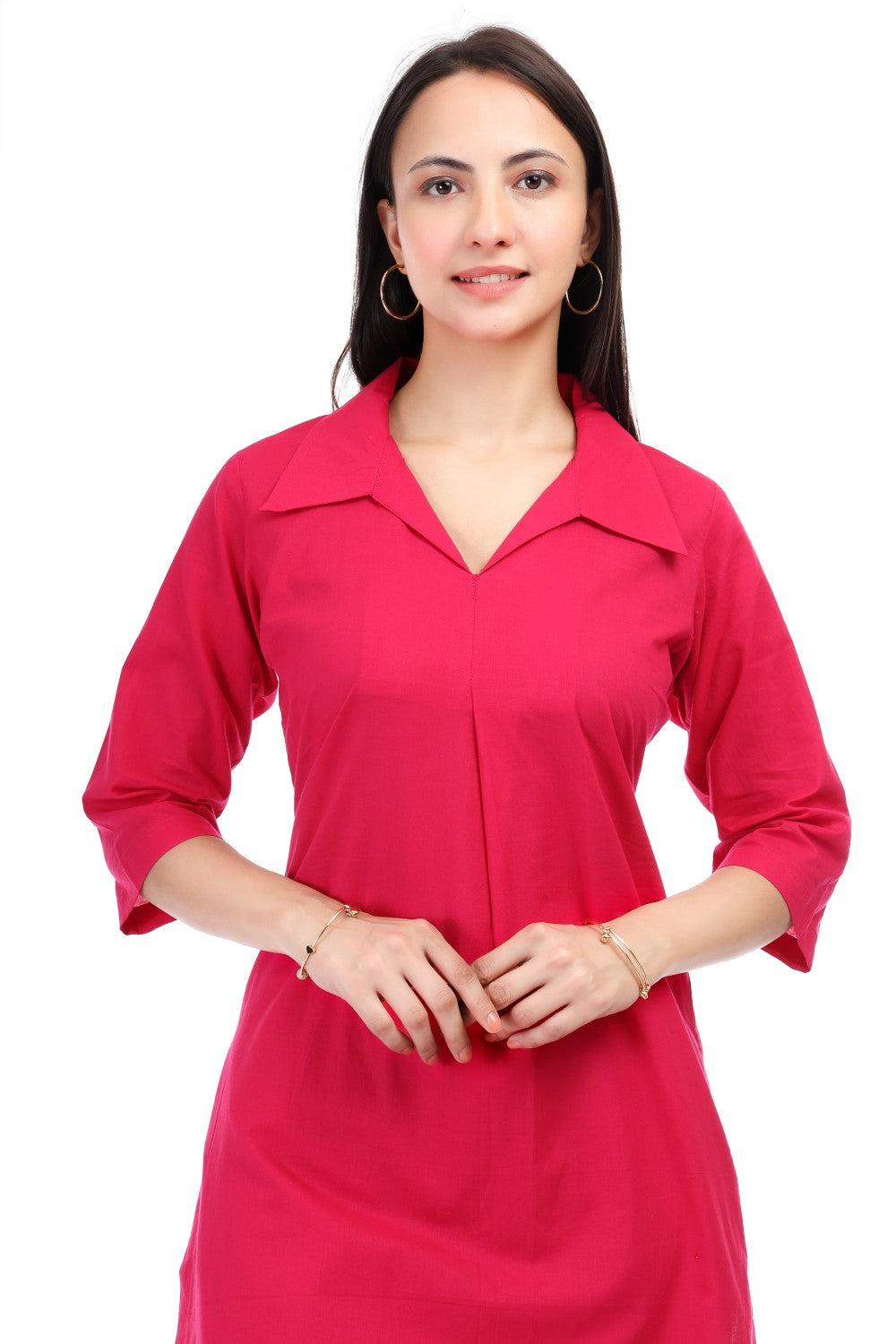 Magenta cambric cotton kurta set