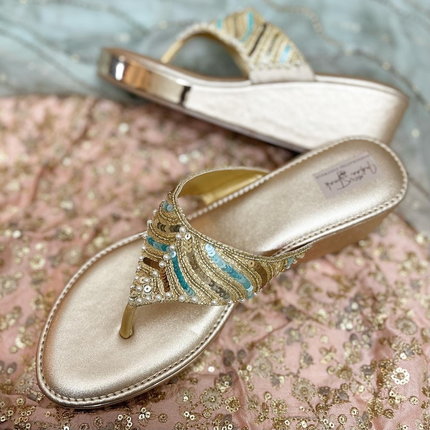 Subtle Gold Sequins Wedges