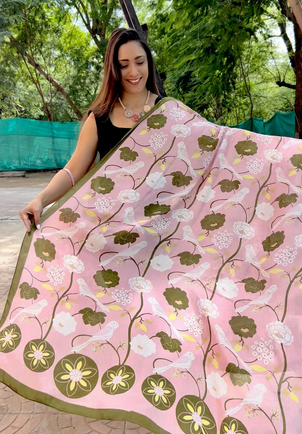 Talking Parrot Silk Dupatta