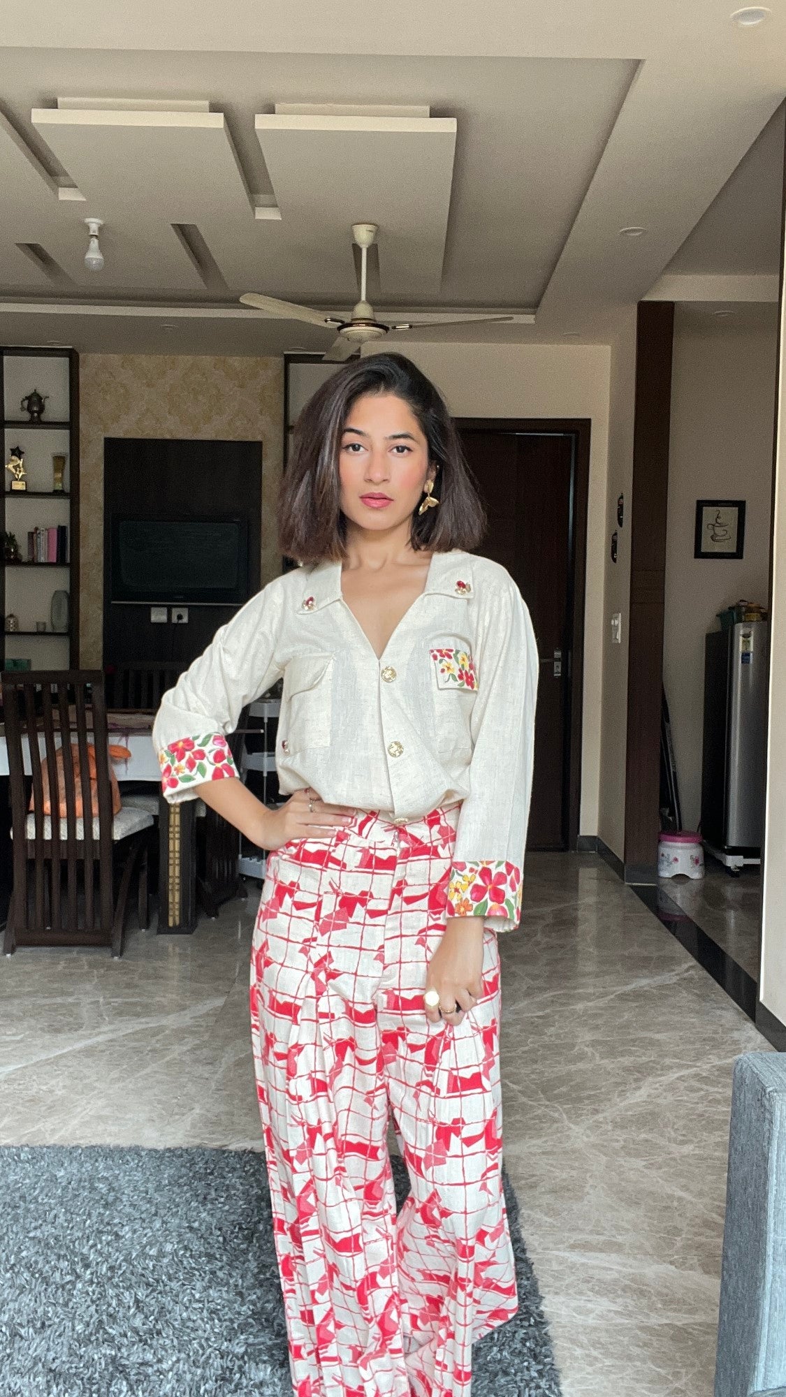 Scarlet Grid Linen Set