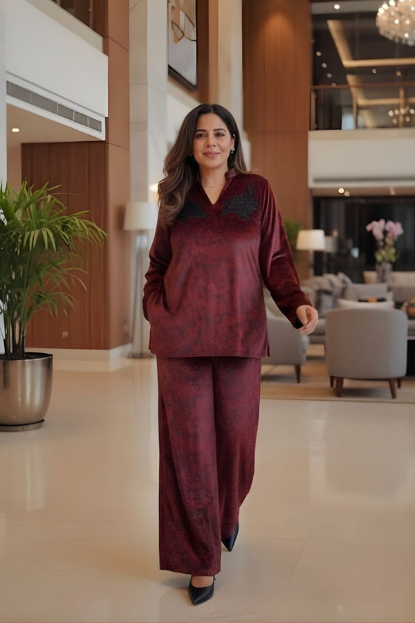 Printed velvet co-ord