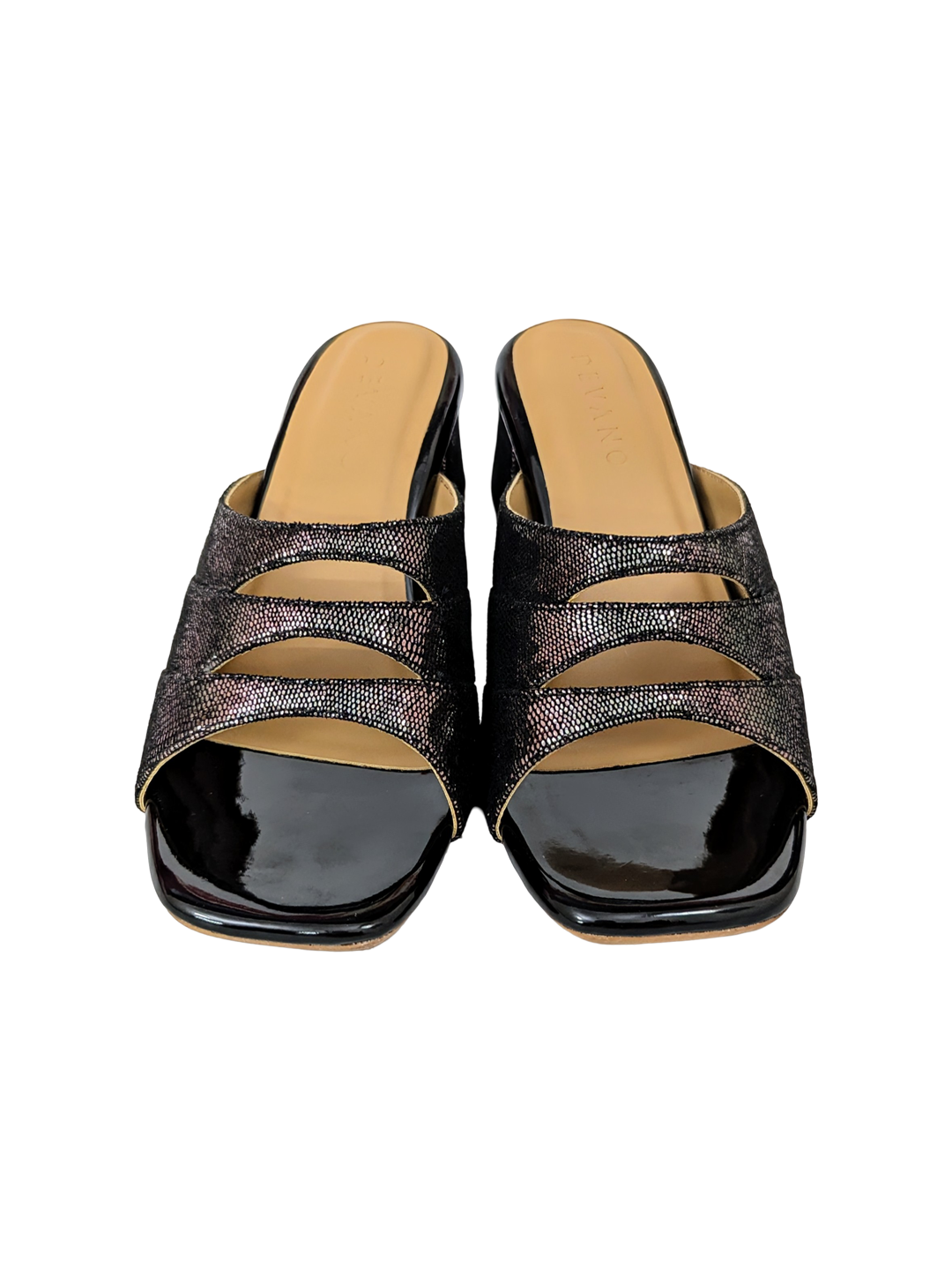 Black Cutout Slip-On Block Heels