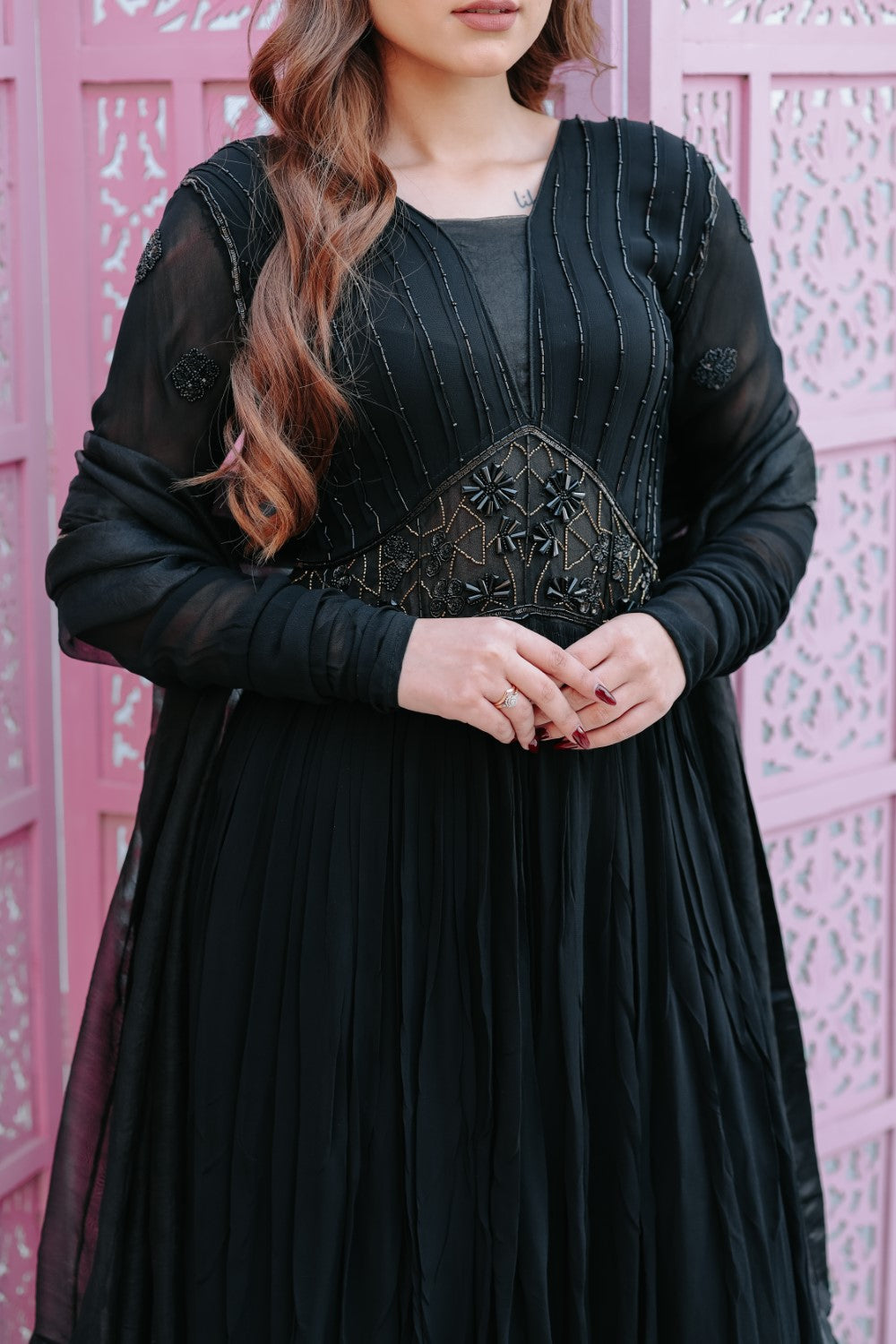 Black Anarkali With Dupatta